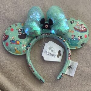 Disney Mint Green Sequin Bow Minnie Ears Headband